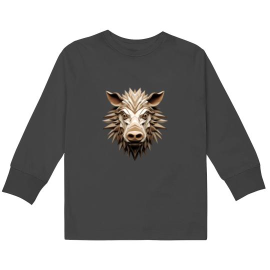Discover 3D Cartoon Hog, wild boar, Logo, , Wall arts, Art Prints and More Kids Long Sleeve T-Shirts