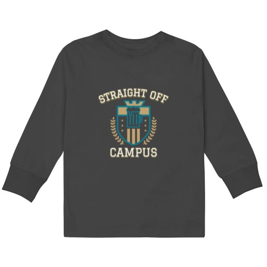 Discover Straight Off Campus-Beer Crest Kids Long Sleeve T-Shirts