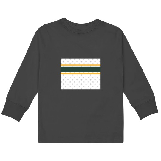 Discover White, Green, &amp Gold Power Stripe Kids Long Sleeve T-Shirts