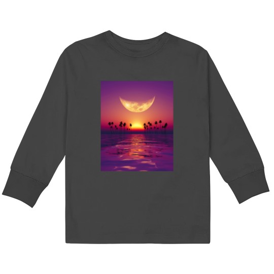 Discover big moon  georgia okeeffe pink moon over water140 Kids Long Sleeve T-Shirts