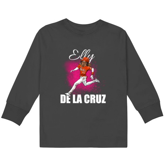 Discover Elly de la Cruz Cartoon  Player  (white text) Sticker Kids Long Sleeve T-Shirts