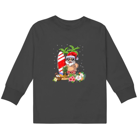 Discover Christmas In July Santa Hawaiian Surfing Summer Surf Kids Long Sleeve T-Shirts