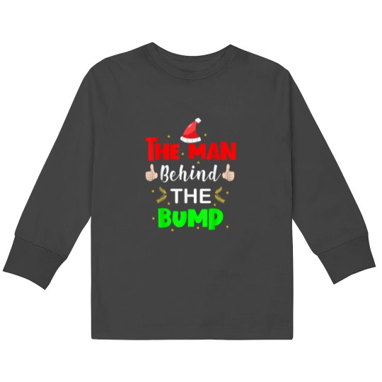 Discover Man Behind Bump Funny Christmas Pregnancy Husband Dad 2020 Kids Long Sleeve T-Shirts