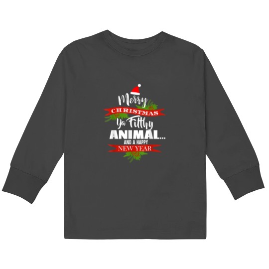 Discover Merry Animals Christmas Ya Filthy Animal Funny Christmas Kids Long Sleeve T-Shirts