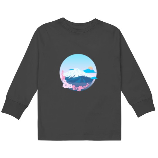 Discover Cherry Blossom and Mountain Fuji Active Kids Long Sleeve T-Shirts