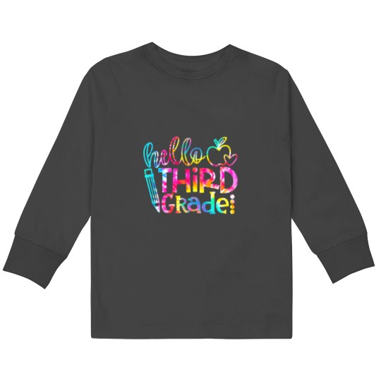 Discover Teacher Job Tie Dye Hello 3rd Grade Teacher Student Back To School Kids Long Sleeve T-Shirts