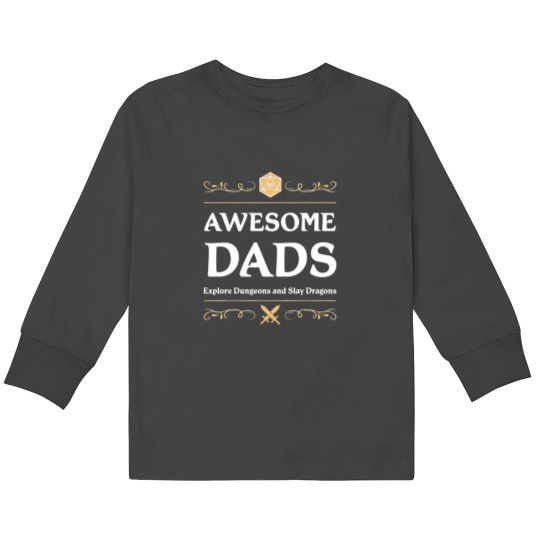 Discover Awesome Dads Explore Dungeons and Slay Dragons Kids Long Sleeve T-Shirts