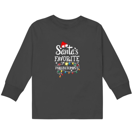 Discover Santa's Favorite Phlebotomist Christmas Phlebotomy Rn Nurse Kids Long Sleeve T-Shirts