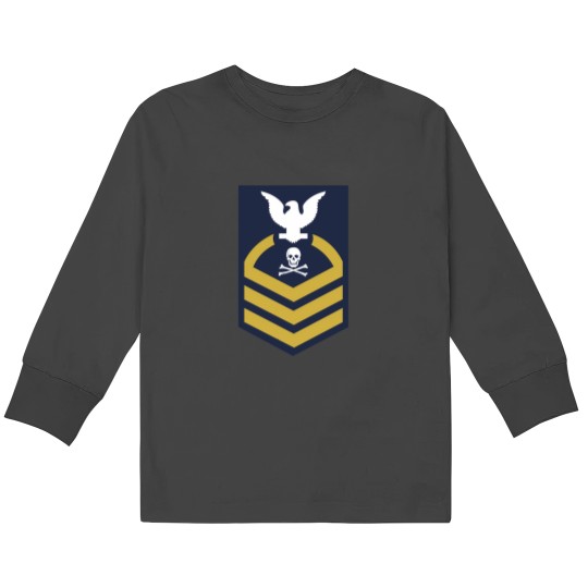 Discover pirate chief petty officer coast guard cpo skull and crossbones 1 Kids Long Sleeve T-Shirts