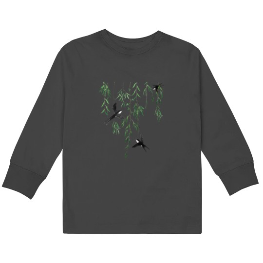 Discover 3 swallows and willow leaves Active Kids Long Sleeve T-Shirts
