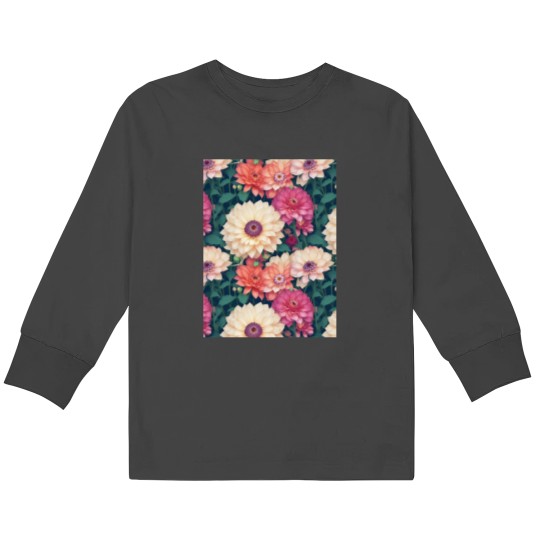 Discover Blossoming Garden Haven Graphic Kids Long Sleeve T-Shirts