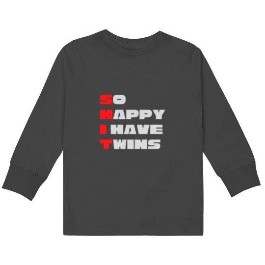 Discover So Happy I have twins Bold Typography Kids Long Sleeve T-Shirts