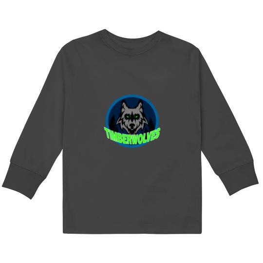 Discover Minesota Timberwolves Sticker Kids Long Sleeve T-Shirts