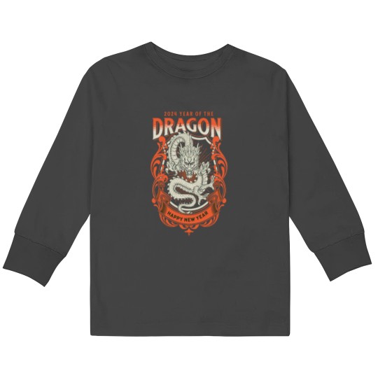 Discover Year of the Dragon Shirt done in KITTLE Kids Long Sleeve T-Shirts