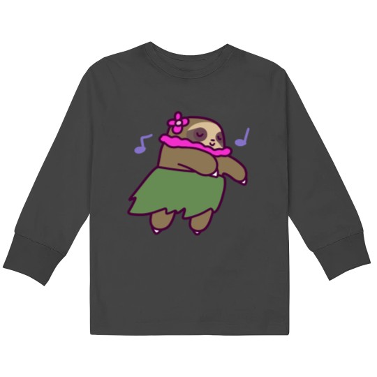 Discover Cute Hula Sloth Kids Long Sleeve T-Shirts