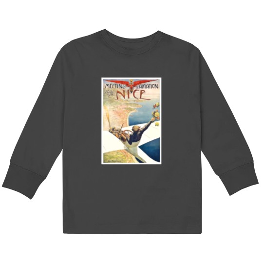 Discover 1910 Meeting dAviation Nice France Advertising Kids Long Sleeve T-Shirts