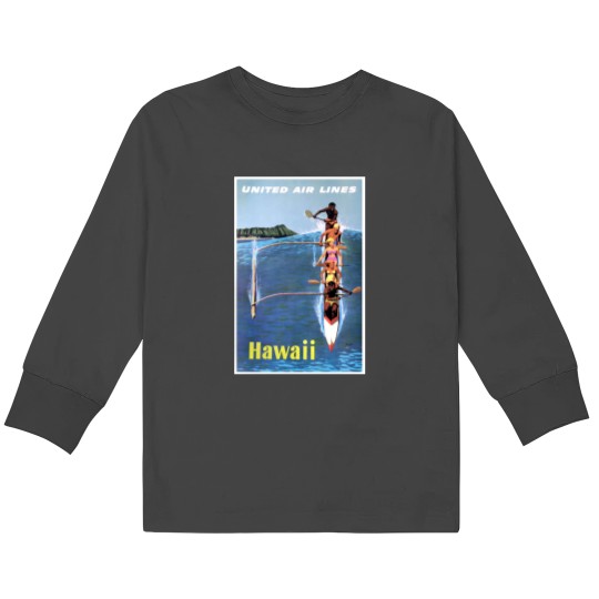 Discover 1953 United Airlines Hawaii Travel Kids Long Sleeve T-Shirts