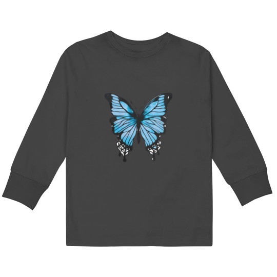 Discover Blue Butterfly Art Garden Beautiful Butterflies T-Shirt Kids Long Sleeve T-Shirts