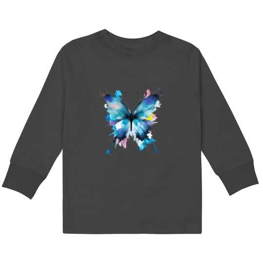 Discover Blue Butterfly Art Garden Beautiful Butterflies 21 Kids Long Sleeve T-Shirts