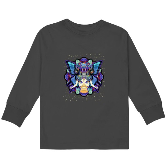 Discover Psychedeliutterfly Abstract Art Colorful Hippie Trippy Kids Long Sleeve T-Shirts