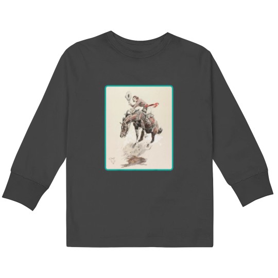 Discover Cowgirl Cowboy Rodeo Horse Western Country Vintage America Kids Long Sleeve T-Shirts