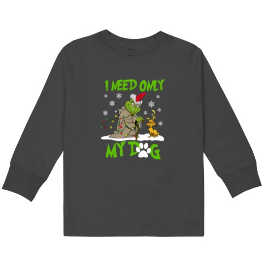 Discover Merry Christmas I Need Only My Dog Kids Long Sleeve T-Shirts