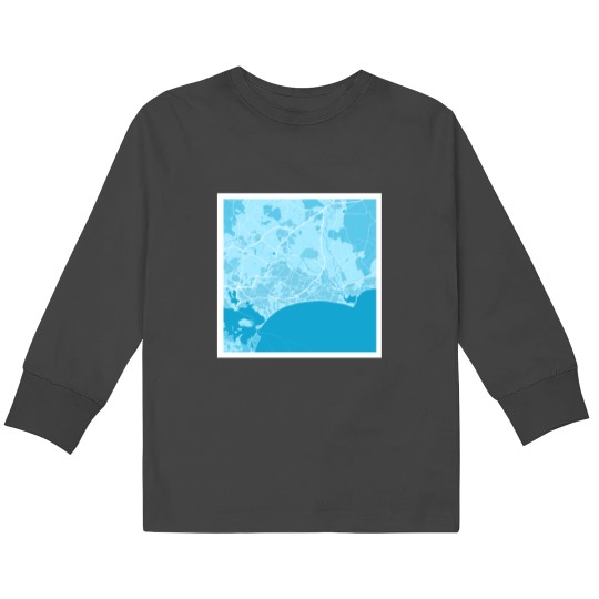 Discover Bournemouth Map Blue _amp_amp_ White Kids Long Sleeve T-Shirts
