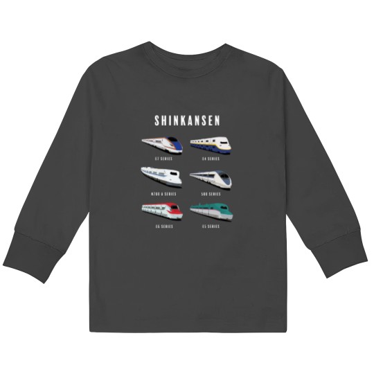 Discover Japanese Shinkansen Bullet Trains Artwork Kids Long Sleeve T-Shirts