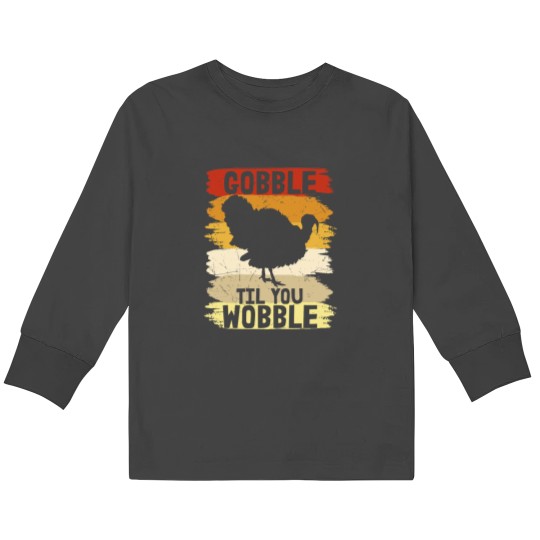 Discover Funny Turkey Tee Thanksgiving Thankful Sayings Quotes Kids Long Sleeve T-Shirts