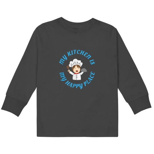 Discover The Kitchen is My Happy Place Kids Long Sleeve T-Shirts
