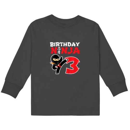 Discover Kids Birthday Ninja Shirt 3 Year Old Ninja Birthday Party Theme Kids Long Sleeve T-Shirts