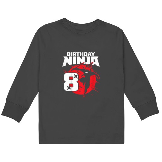 Discover Kids Birthday Ninja 8th Birthday Little Ninja Is 8 Year Old Boys Kids Long Sleeve T-Shirts