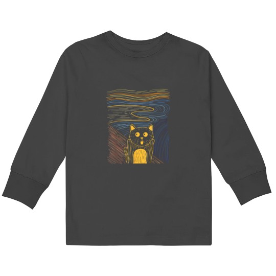 Discover The Scream Funny Art Painting Cat Edvard Munchs Parody 7022 Kids Long Sleeve T-Shirts