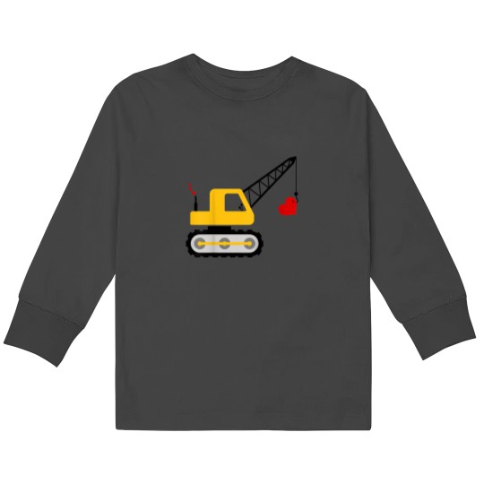 Discover Kids Construction Truck Valentines Day Toddler Boy Kids Long Sleeve T-Shirts