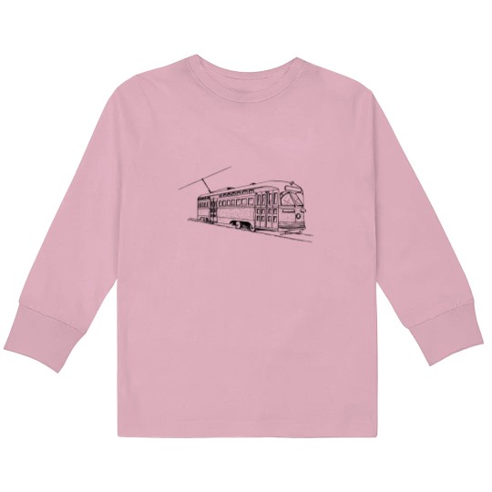 Discover Tram Railroad car Train San Francisco Kids Long Sleeve T-Shirts