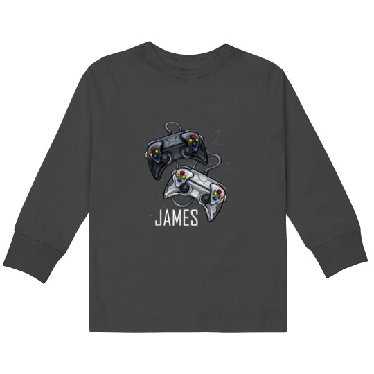 Discover James Video Game Online Gaming Gamer Player Boys Name 3911 Kids Long Sleeve T-Shirts