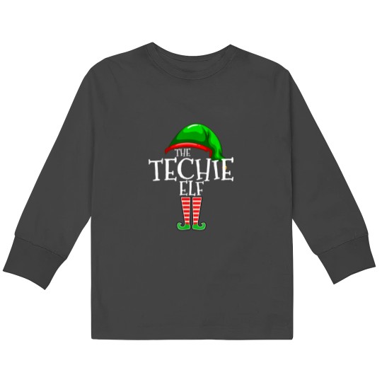 Discover The Techie Elf Family Matching Group Christmas Gift Funny Kids Long Sleeve T-Shirts