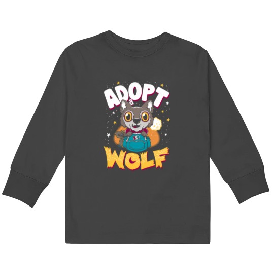 Discover Adopt A Wolf- Creepy Cute Cartoon - Kawaii Werewolf Kids Long Sleeve T-Shirts