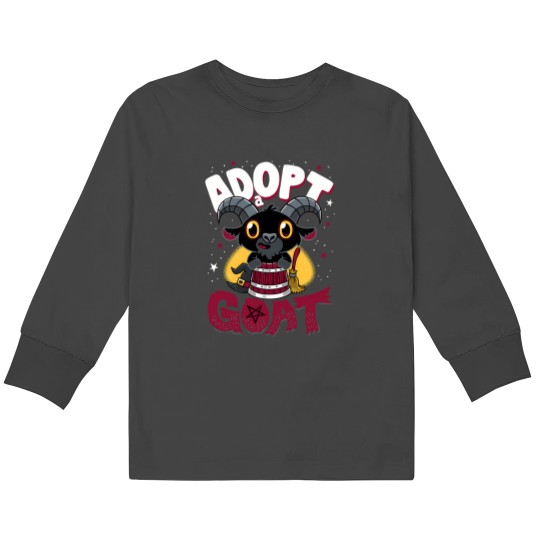 Discover Adopt A Goat - Creepy Cute Cartoon Black Phillip - Kawaii Witch Kids Long Sleeve T-Shirts
