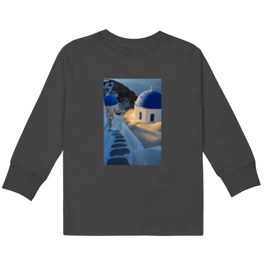 Discover Santorini Sunrise Steps Greek Islands 1396 Kids Long Sleeve T-Shirts