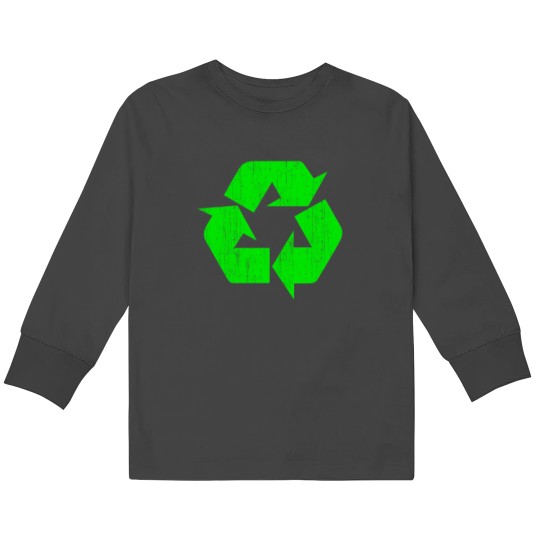 Discover Earth Day Grunge Recycle Symbol Kids Long Sleeve T-Shirts