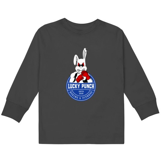 Discover Lucky Punch Boxing Bunny - Blue Corner Kids Long Sleeve T-Shirts