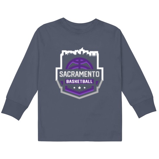 Discover Classic Sacramento Basketball Stars Skyline Kids Long Sleeve T Shirts