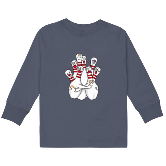 Discover Cartoon Bowling Scared Bowling Pins Funny Sport Bowler Kids Long Sleeve T Shirts