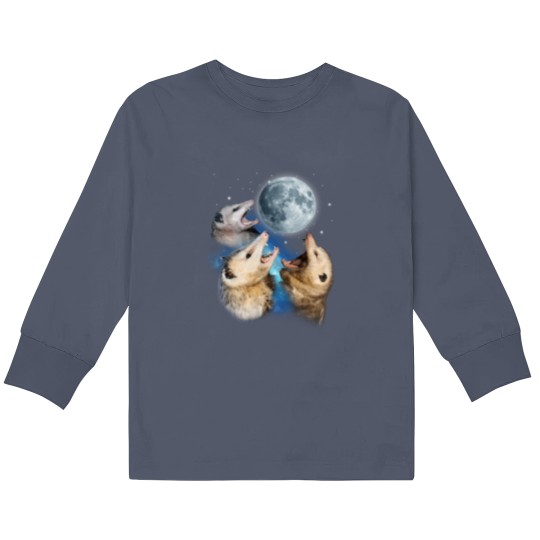 Discover Three Possum Howling At Moon - Funny Opossum Lovers Costume Kids Long Sleeve T Shirts