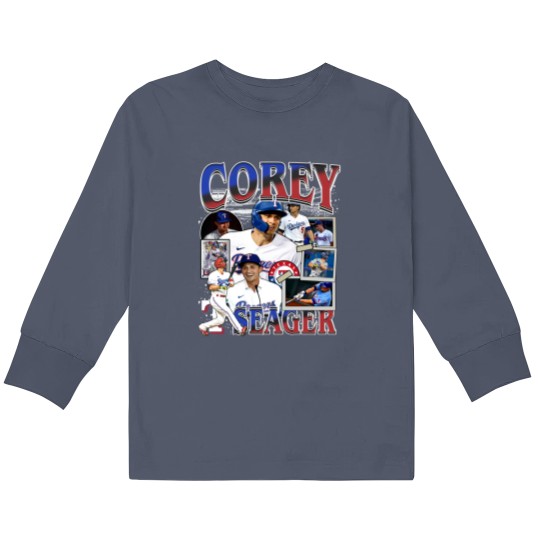 Discover Vintage 90s Graphic Style Corey Seager Kids Long Sleeve T Shirts, Vintage Sport Kids Long Sleeve T Shirts