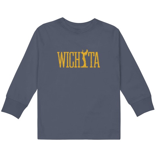 Discover Wichita Keeper Of The Plains Yellow Distressed Wic Kids Long Sleeve T Shirts