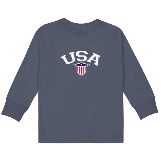 Discover Vintage USA National Hockey Kids Long Sleeve T Shirts