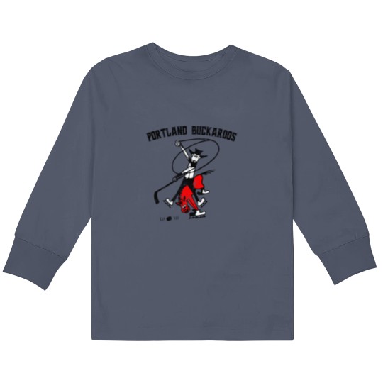 Discover Portland Buckaroos - Defunct Hockey Team - Vintage/Distressed Style - Ice Hockey - Kids Long Sleeve T Shirts