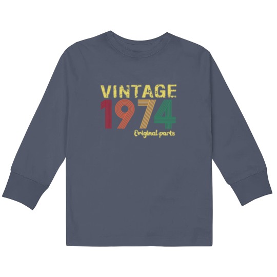 Discover 1974 Original Parts Kids Long Sleeve T Shirts, 49th Birthday Gift For Men, Vintage 1974 Kids Long Sleeve T Shirts